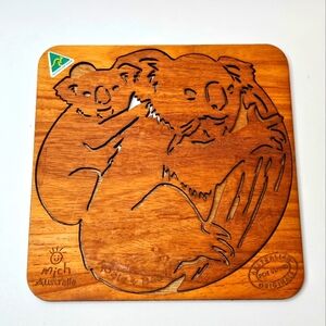 Mich Australian Originals Pot Stand Lazer Engraved Koala Mom And Baby